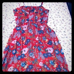 Forever 21 red/orange floral sheer maxi dress